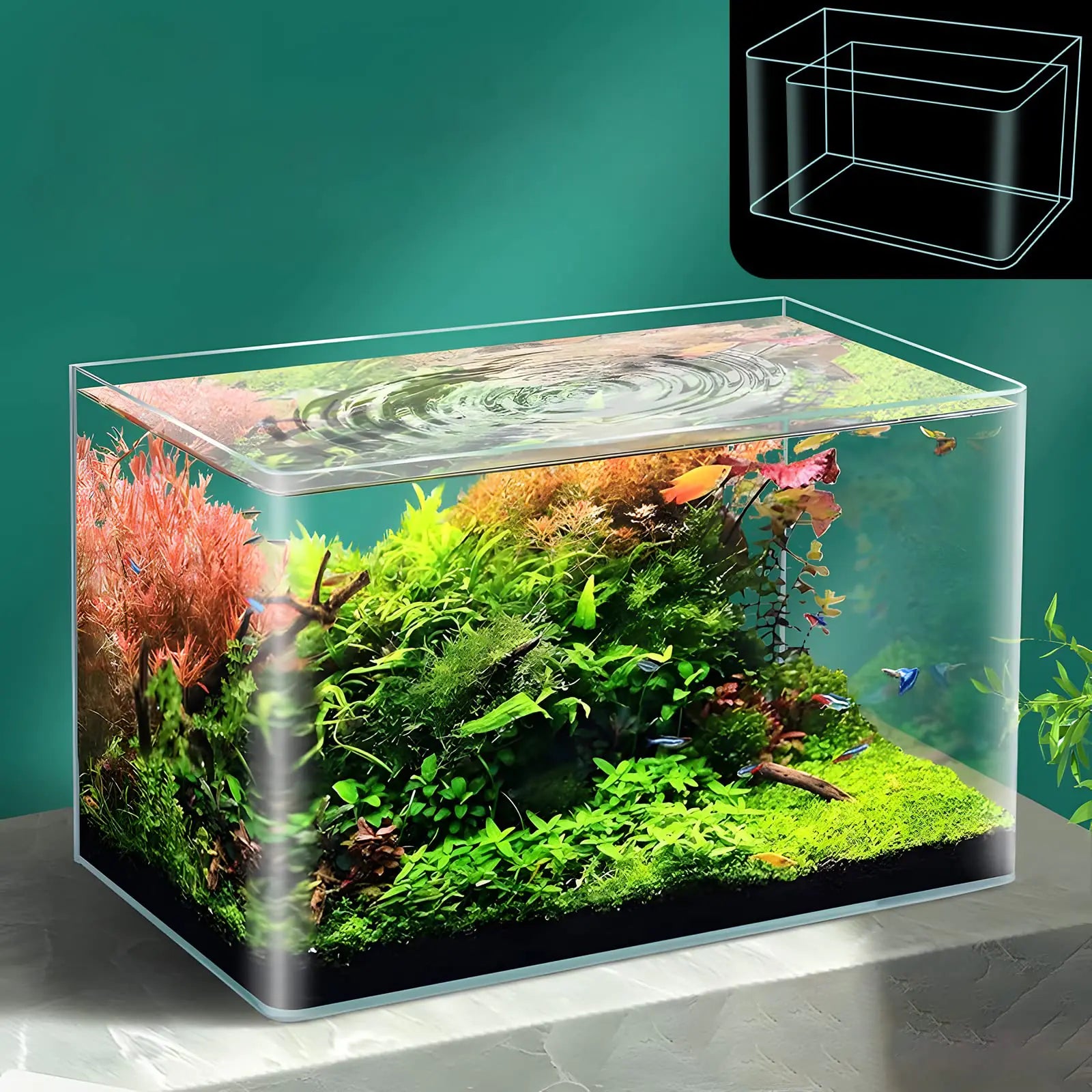 ALALAL 4 Gallon & 2 Gallon Small Fish Tank Rimless Aquarium Tank for Betta/Nano/Goldfish/Snail/Shrimp Small Fish Tank (2Pack)