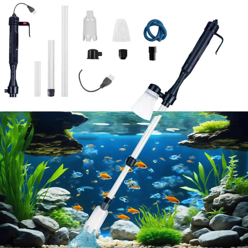 Yocartgo Electric Fish Tank Cleaner Aquarium Gravel Cleaner Kit Electric Fish Tank Cleaning Tools Adjustable Length Fish Tank Gravel Cleaner Vacuum for Change Water Wash Sand Remove Dirt (A)