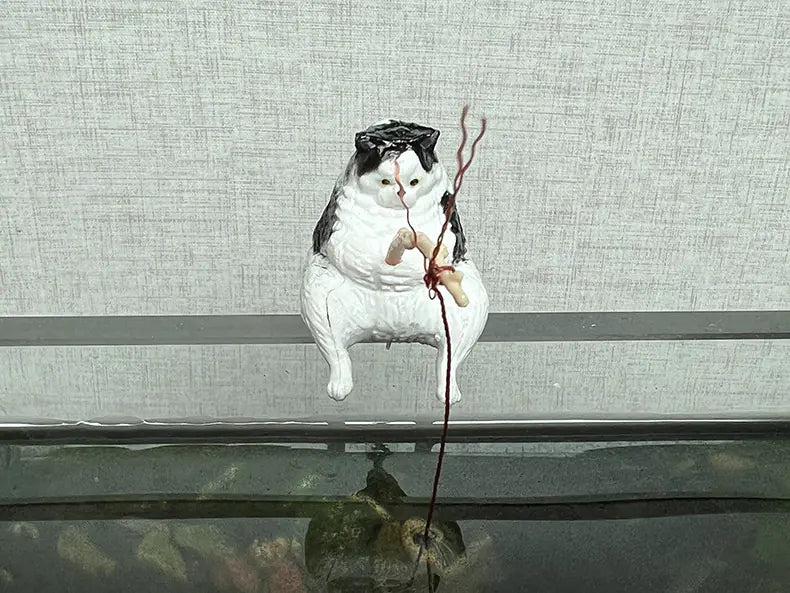 Kitten Fishing Decoration for Fish Tank Landscaping