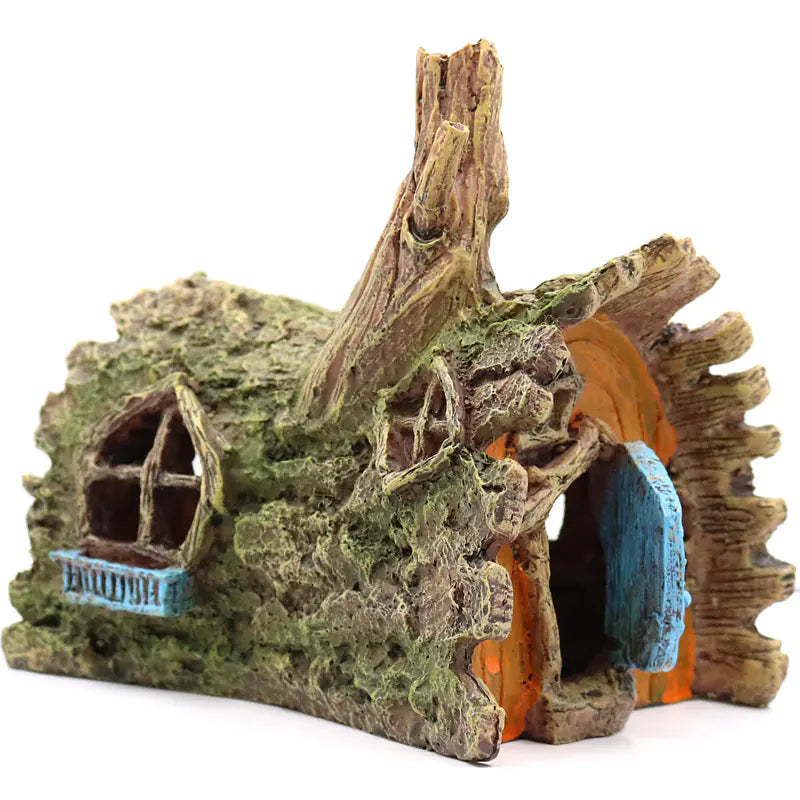 Imitation Tree Root Wooden House for Fish Tank Decor