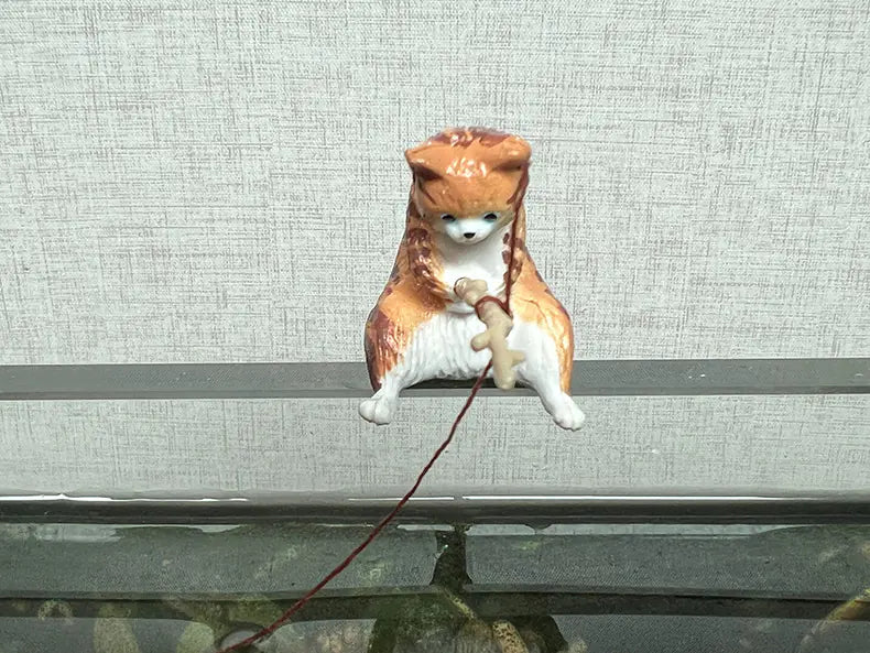 Kitten Fishing Decoration for Fish Tank Landscaping