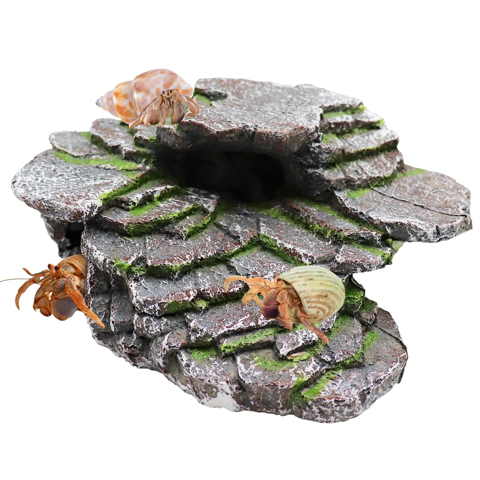 Hermit Crab Hideout Resin Simulation Stone Reptile Cave Hideout  Climbing Toys Terrarium Habitat Decor