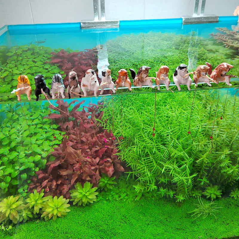 Kitten Fishing Decoration for Fish Tank Landscaping