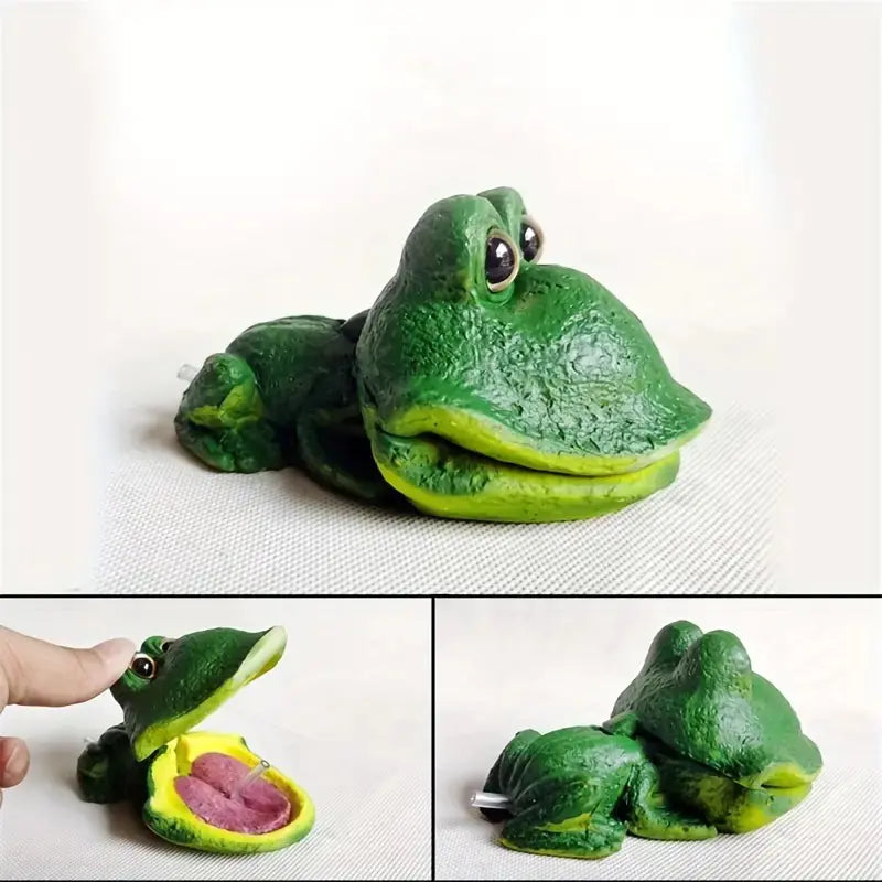 Frog Decoration for Fish Tank with Bubble Stone