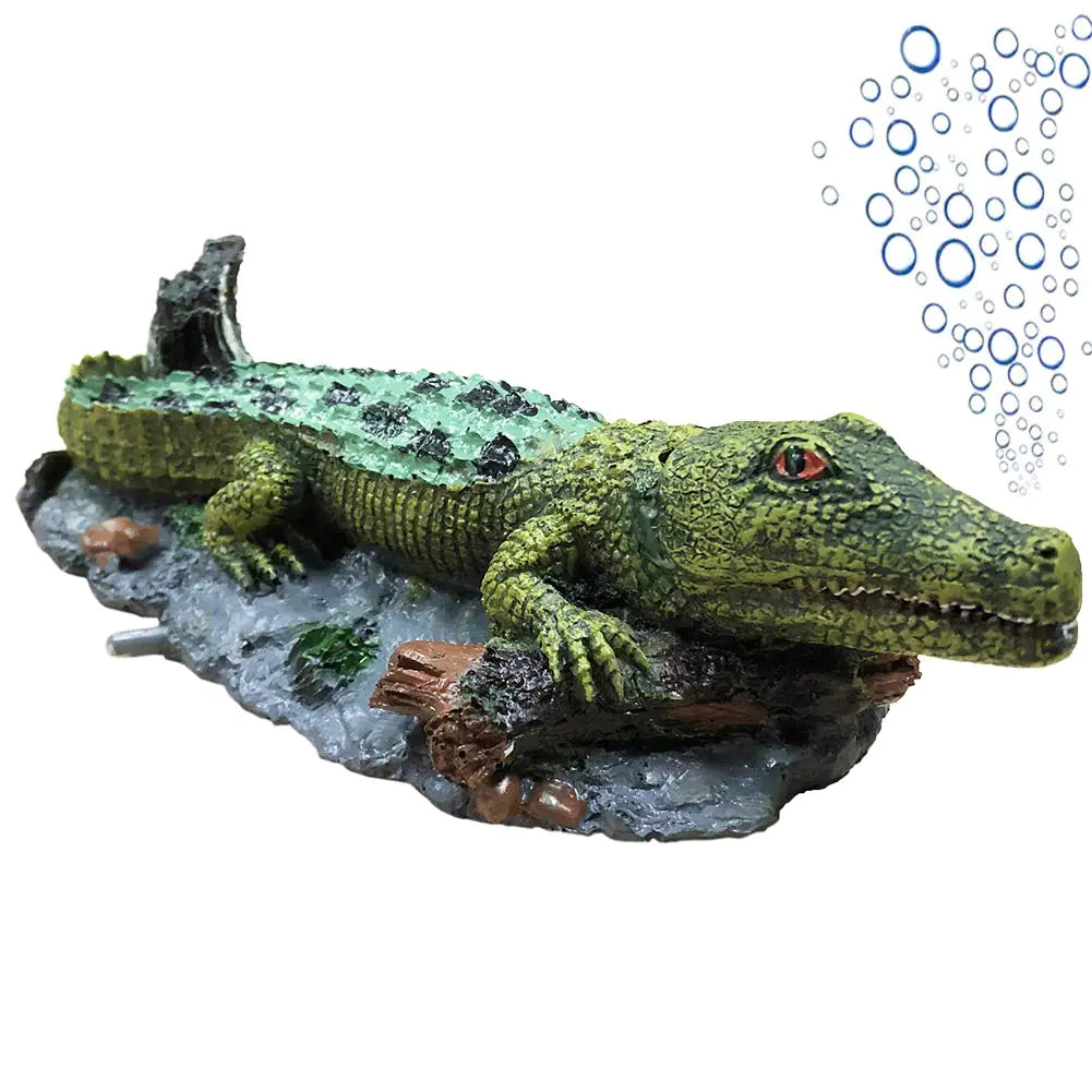 Aquarium Alligator Air Bubbler Decorations Oxygen Resin Crafts