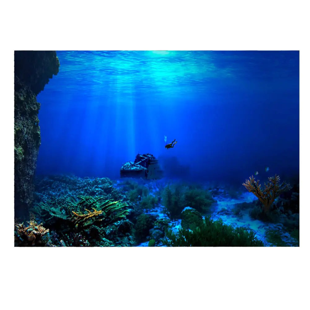 Aquarium Background 3D Self Adhesive Seaworld Poster Underwater Coral Decor