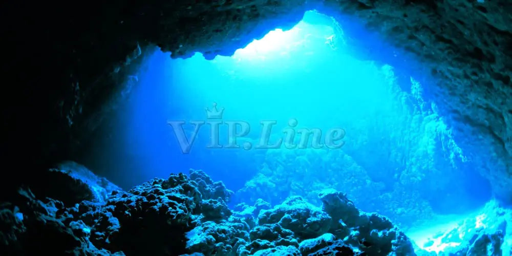 Aquarium Background Poster Under Water Cave Sunlight Fish Tank Backdrop Decorations PVC Fish Tank Background (30" x 12"/ 76 x 30cm)