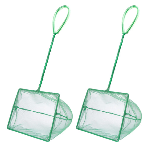 2 Pack Aquarium Net Fish Fine Mesh Long Plastic Handle