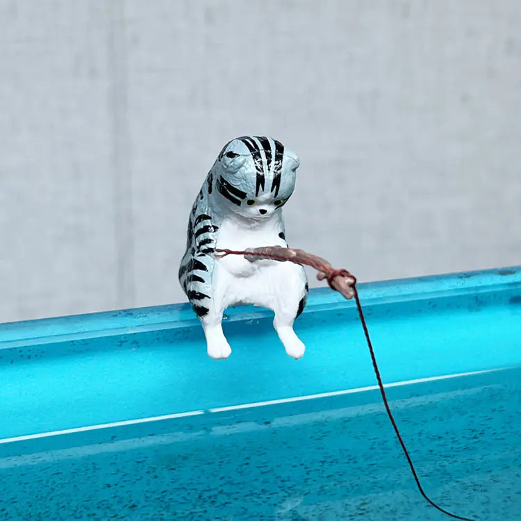 Kitten Fishing Decoration for Fish Tank Landscaping