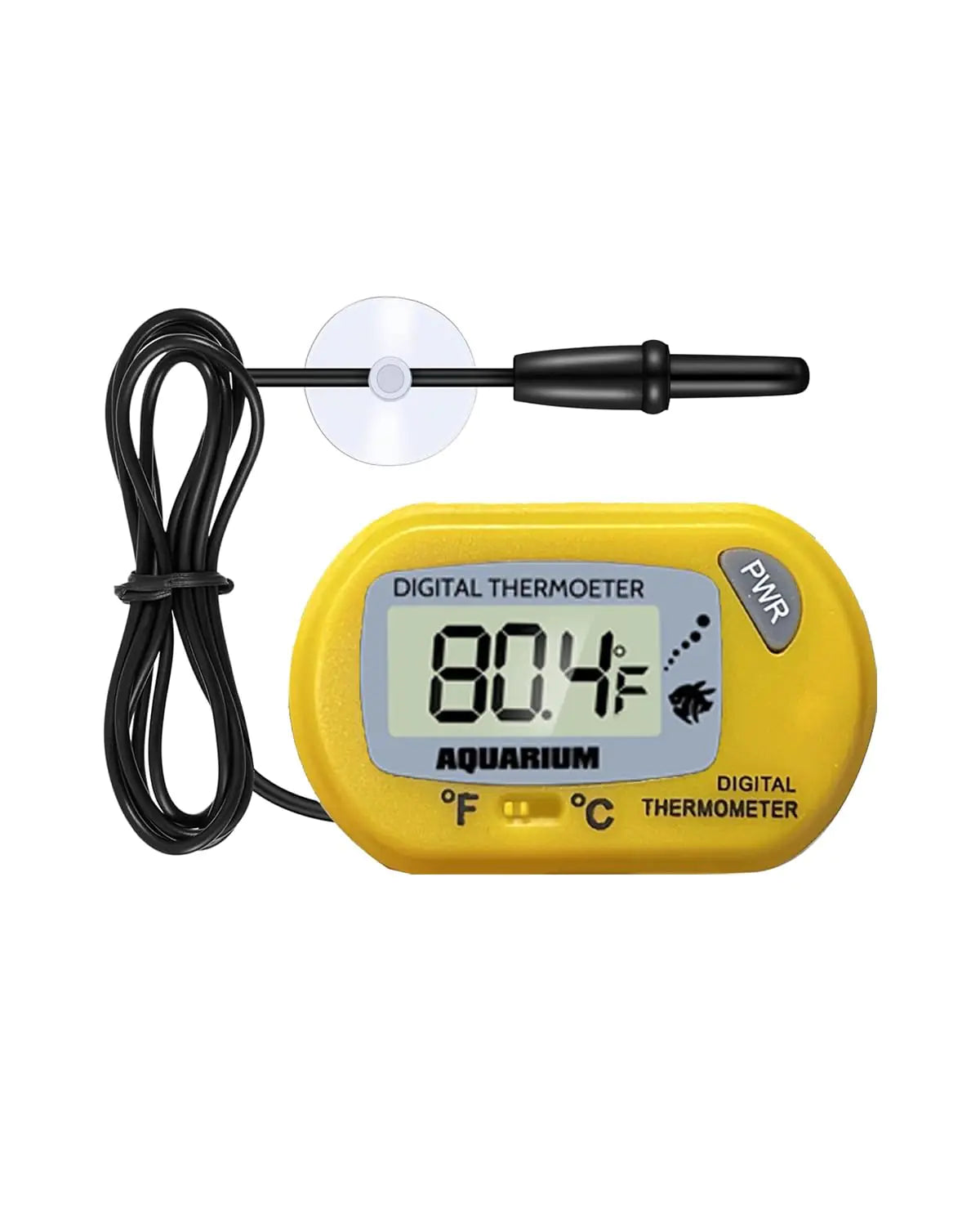 Fish Tank Thermometer Digital Aquarium Thermometer with Large LCD Display Reptile Thermometer Betta Fish Tank Accessories Water Thermometer for Turtle Tank Betta Fish Tank Yellow