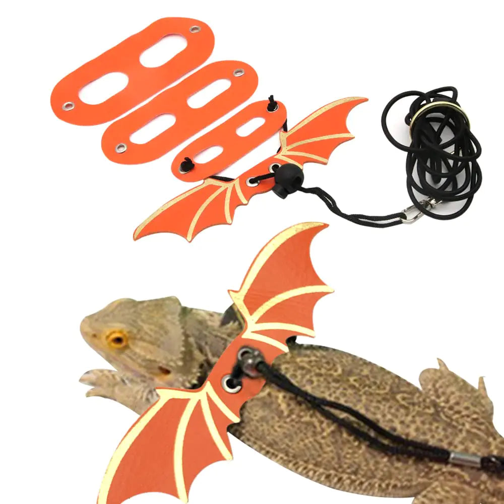 Adjustable Bearded Dragon Leash Harness 3 Size Pack Leather Wings for Bearded Dragon Lizard Reptiles