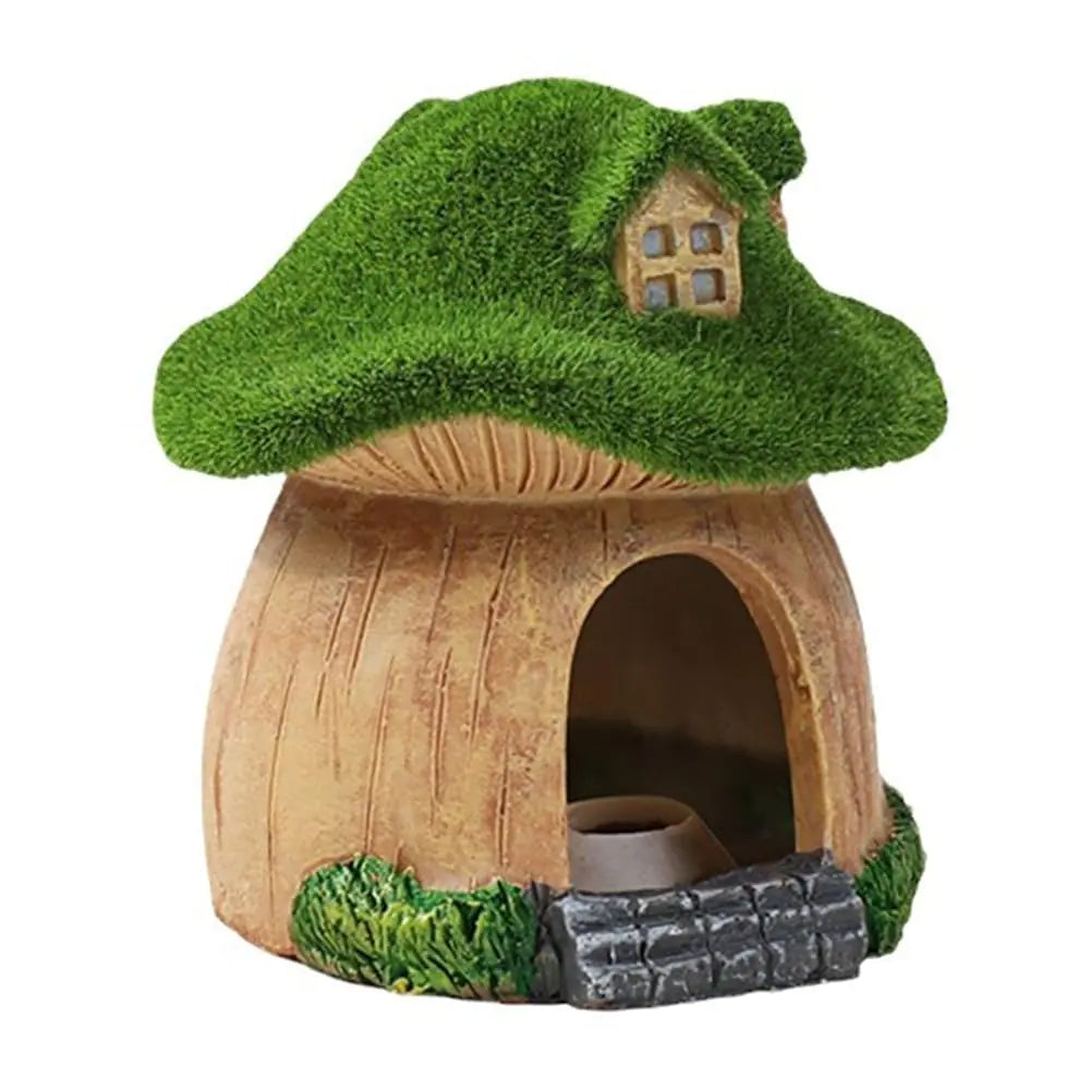 Aquarium Decoration Green Moss Mushroom House Resin Fish Tank Fish and Shrimp Shelter Landscape Cave Decor