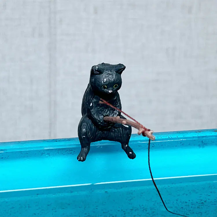 Kitten Fishing Decoration for Fish Tank Landscaping